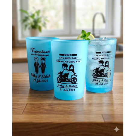 Gelas Kopi UT08 doff Frosting Warna | Supplier Souvenir Gelas | Pusat Gelas Surabaya
