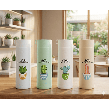 Botol Minum Kaktus Aesthetic 450ml | Supplier Gelas & Jual Gelas Murah | Pusat Gelas Surabaya